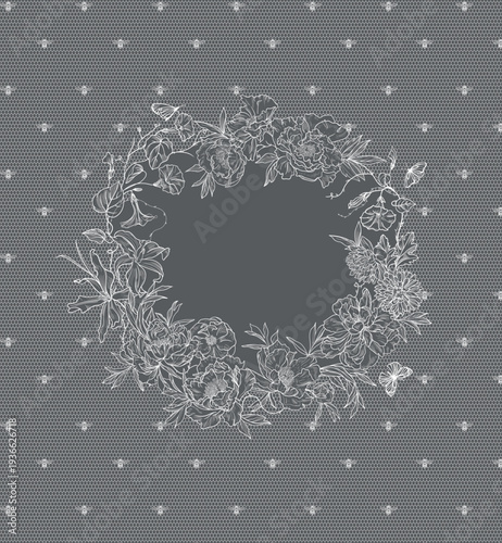 lace flowers frame decoration element	