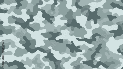 Seamless camouflage pattern in various shades of grey and blue-grey, suitable for military-inspired designs or outdoor gear textures.