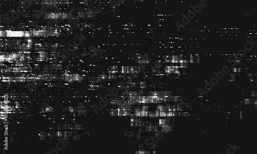 Glitch background. VHS grunge texture with noise effect and pixelation. Analog video digital errors. Retro pixel backdrop. Vector illustration.