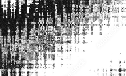 Glitch background. VHS grunge texture with noise effect and pixelation. Analog video digital errors. Retro pixel backdrop. Vector illustration.