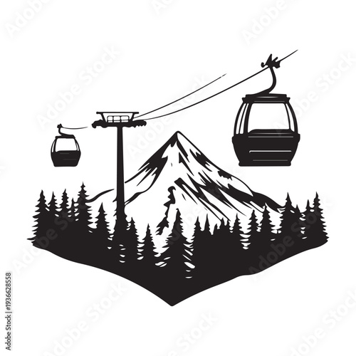 Winter Ski Resort Landscape Illustration