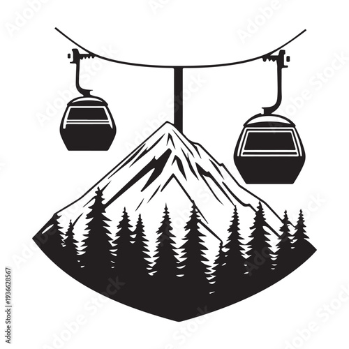 Winter Ski Resort Landscape Illustration