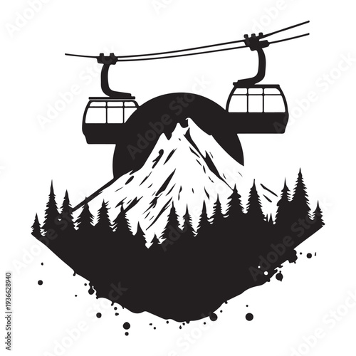 Winter Ski Resort Landscape Illustration