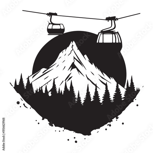 Winter Ski Resort Landscape Illustration