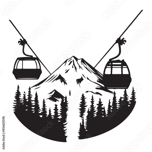 Winter Ski Resort Landscape Illustration