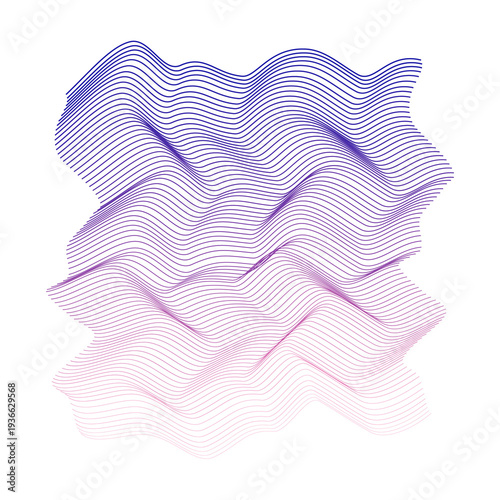 Abstract Blue Neon Flowing Wave Lines Forming Dynamic Digital Motion Pattern Design Element