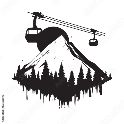 Winter Ski Resort Landscape Illustration