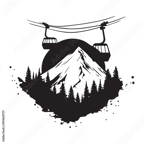 Winter Ski Resort Landscape Illustration