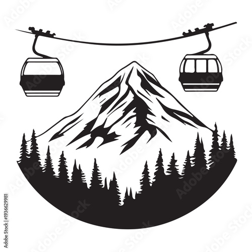 Winter Ski Resort Landscape Illustration