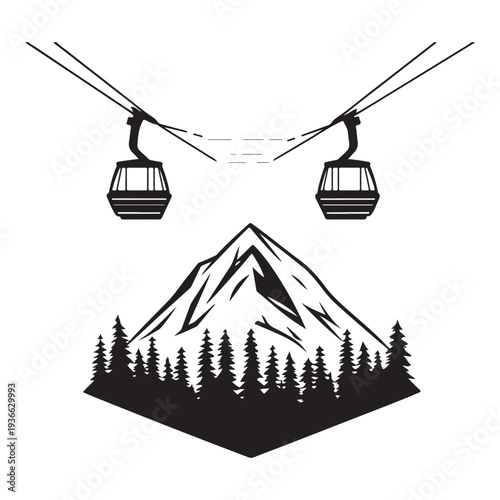 Winter Ski Resort Landscape Illustration