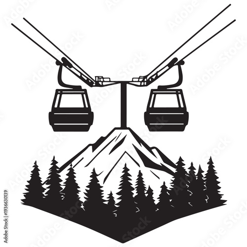 Winter Ski Resort Landscape Illustration