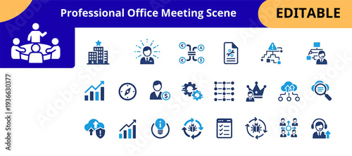 Corporate business strategy management flat icons set. leadership organization, financial process, workflow automation, analytics growth, teamwork collaboration