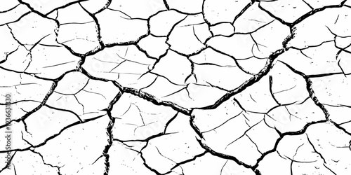 Dry cracked clay soil texture with polygon earth pattern natural drought land background surface.