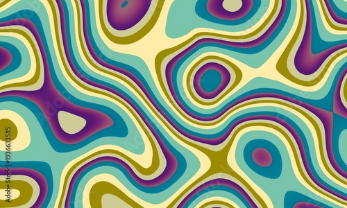 Abstract 1970's background design in futuristic retro style with colorful lines.