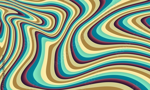 Abstract 1970's background design in futuristic retro style with colorful lines.