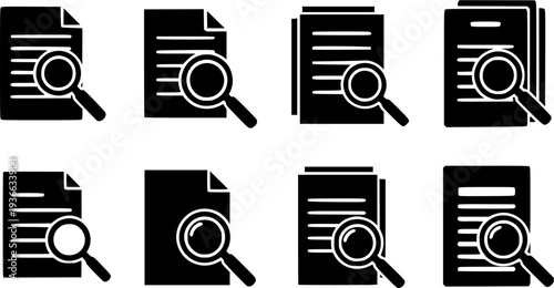 document with magnifying glass icon on transparent background for web and graphic design