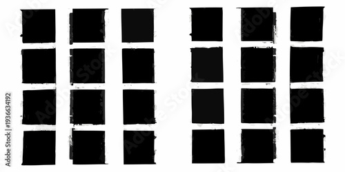 Abstract arrangement of black rectangles on a white background