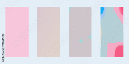 Four vertical rectangles displaying abstract pastel color gradients