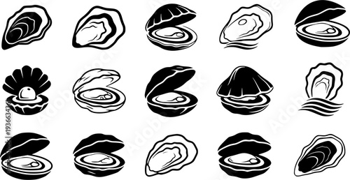 oyster black silhouette logo vector, oyster icon illustration