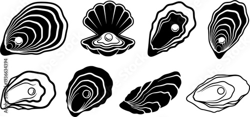 oyster black silhouette logo vector, oyster icon illustration