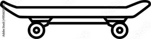 Simple linear skateboard icon: minimalist black and white outline design