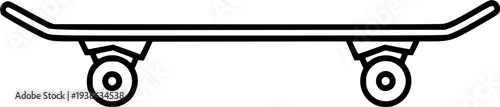 Simple linear skateboard icon: minimalist black and white outline design