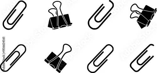 Minimalist Paper Clip Black icon silhouette vector flat illustration design on white background