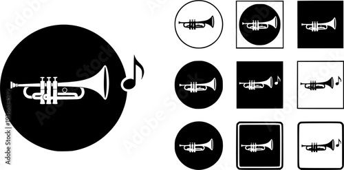 trumpet icon flat vector icon 