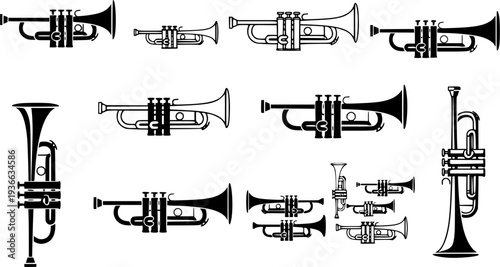 trumpet icon flat vector icon 