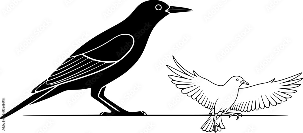 Fototapeta premium skylark silhouette line art vector illustration with a white background