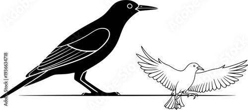 skylark silhouette line art vector illustration with a white background