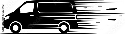 Fast black van travels quickly showing motion with racing lines image