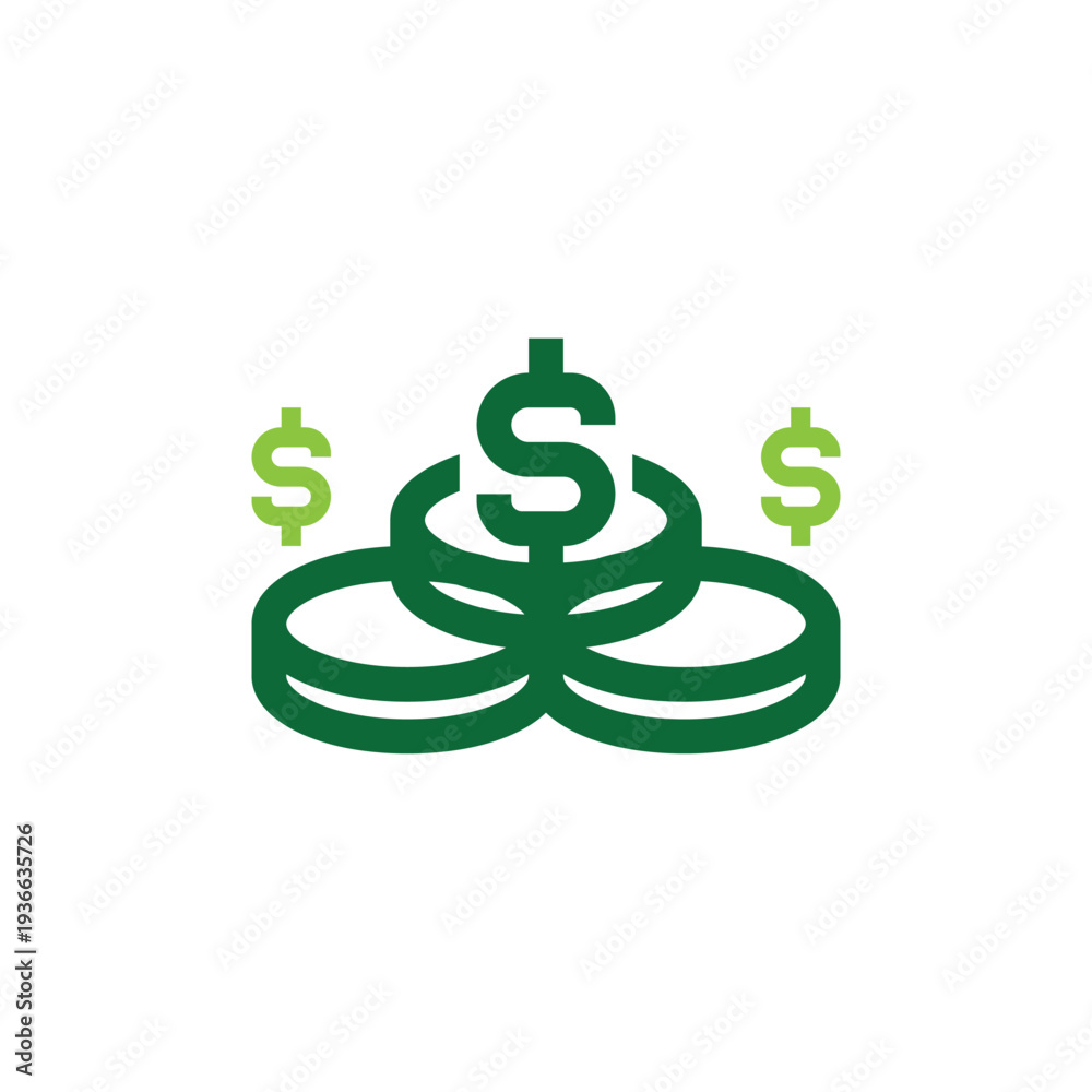 Obraz premium Illustration of a stack of dollar coins