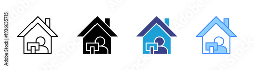 Home Office icon set multiple style collection