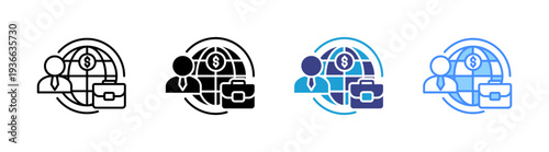 Businessman icon set multiple style collection