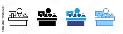 Receptionist icon set multiple style collection