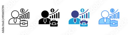 Businessman icon set multiple style collection