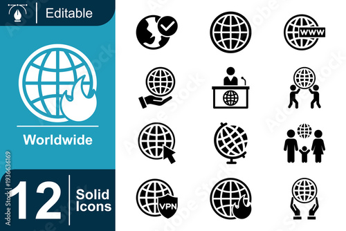 Global Connection and Internet Security Icons A Collection of Worldwide Digital and Network Concepts