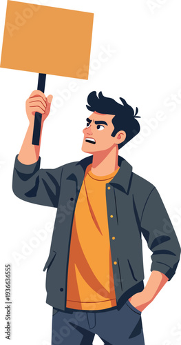 uomo che protesta manifestazione riunione politica azione vettoriale