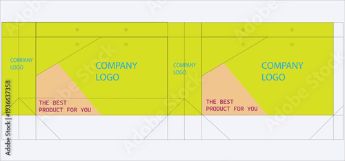 Customizable yellow shopping bag design template for corporate identity and branding.