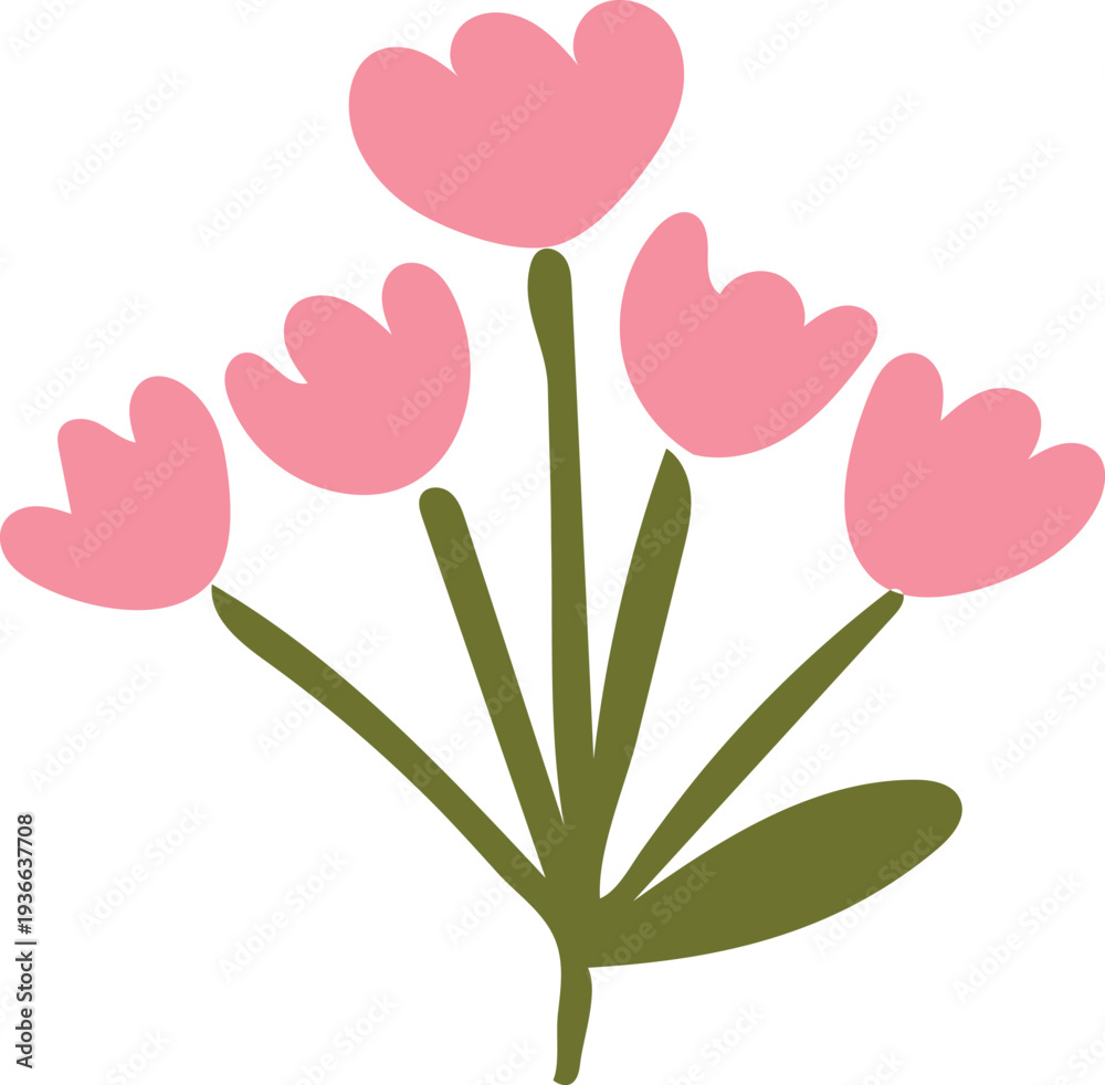 Fototapeta premium Vector illustration of pink tulips