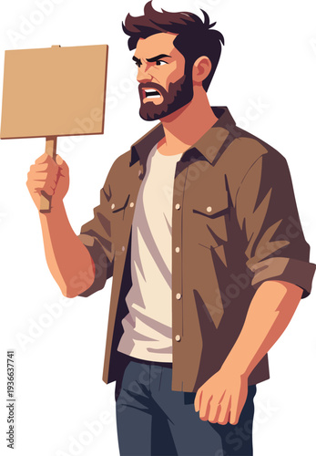 uomo che protesta manifestazione riunione politica azione vettoriale