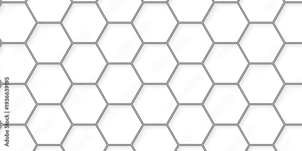 Obraz premium White abstract hexagonal paper background. Luxury White grid Pattern. Futuristic emboss honeycomb mosaic white background. geometric mesh cell texture. modern futuristic wallpaper.