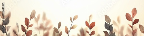Elegant Botanical Backdrop Watercolor Beige Abstract Background with Minimalist Flowers and Leaves