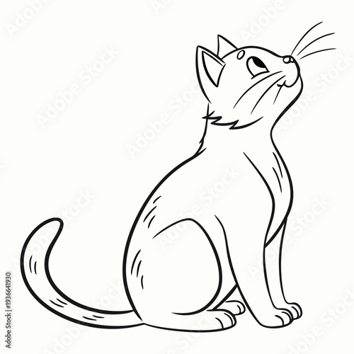 Cat Looking Up Minimal Style 1
