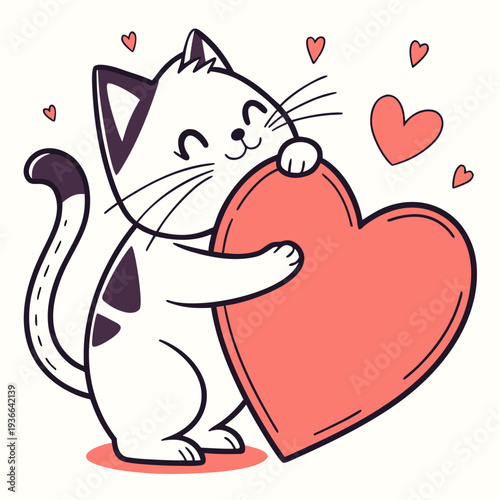Cat Hugging Heart 1