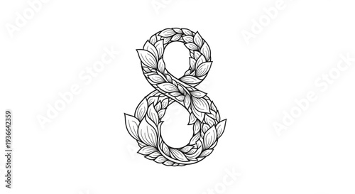 Infinity symbol made of leaves and flowers elegant line art design for decorative and symbolic use