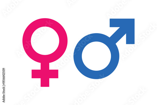 Gender Icon Vector Male and Female Signs, Minimalist Design on White Background
