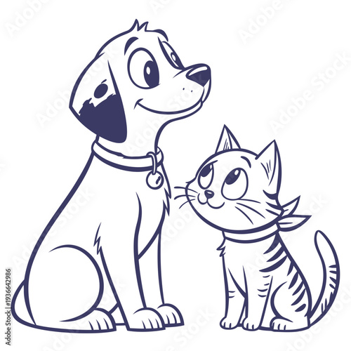 Cat and Dog Sitting Together 1