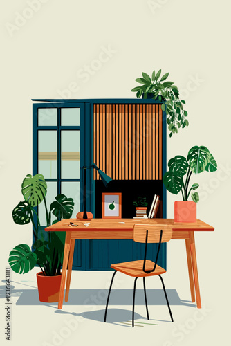 Minimal Home Office With Slatted Acoustic Panel